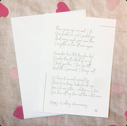 Happy Wedding Anniversary Poem Gift - Download & Print