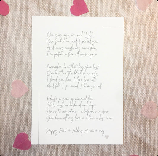 Happy 1st Wedding Anniversary, First Wedding Anniversary Card, Paper