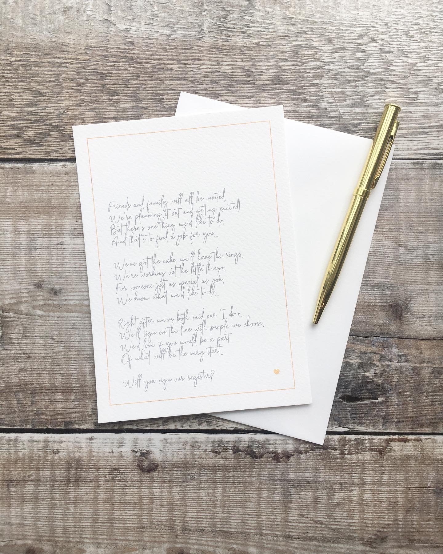 'Will you sign our register/be our witness?' Poem - Download & Print