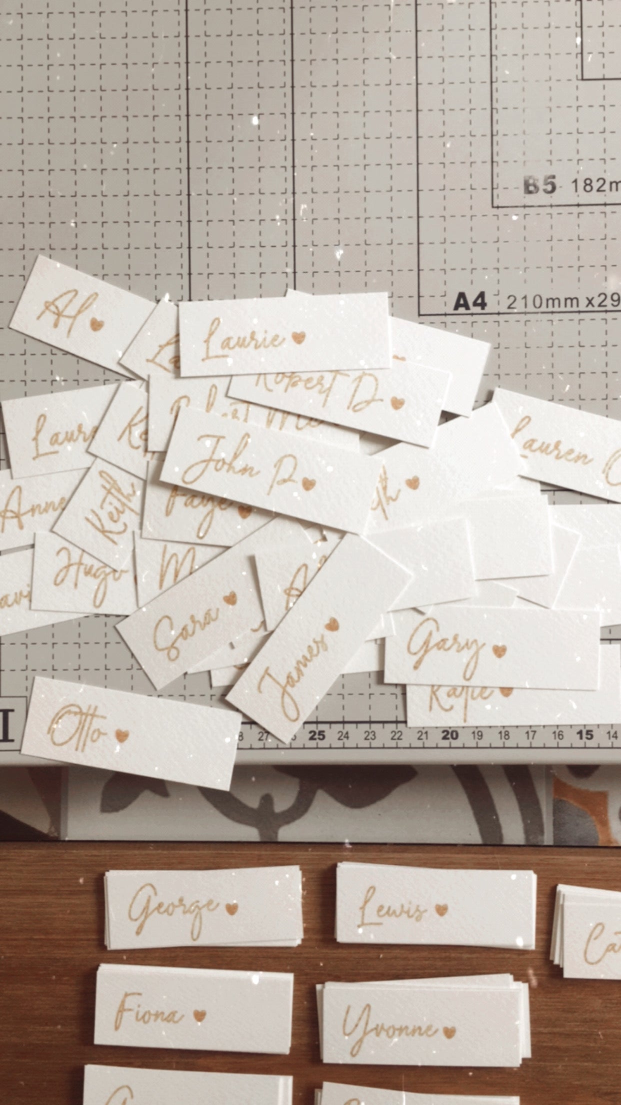 Ivory & Gold Wedding Guest Place Names