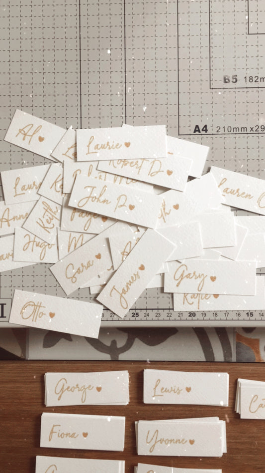 Ivory & Gold Wedding Guest Place Names