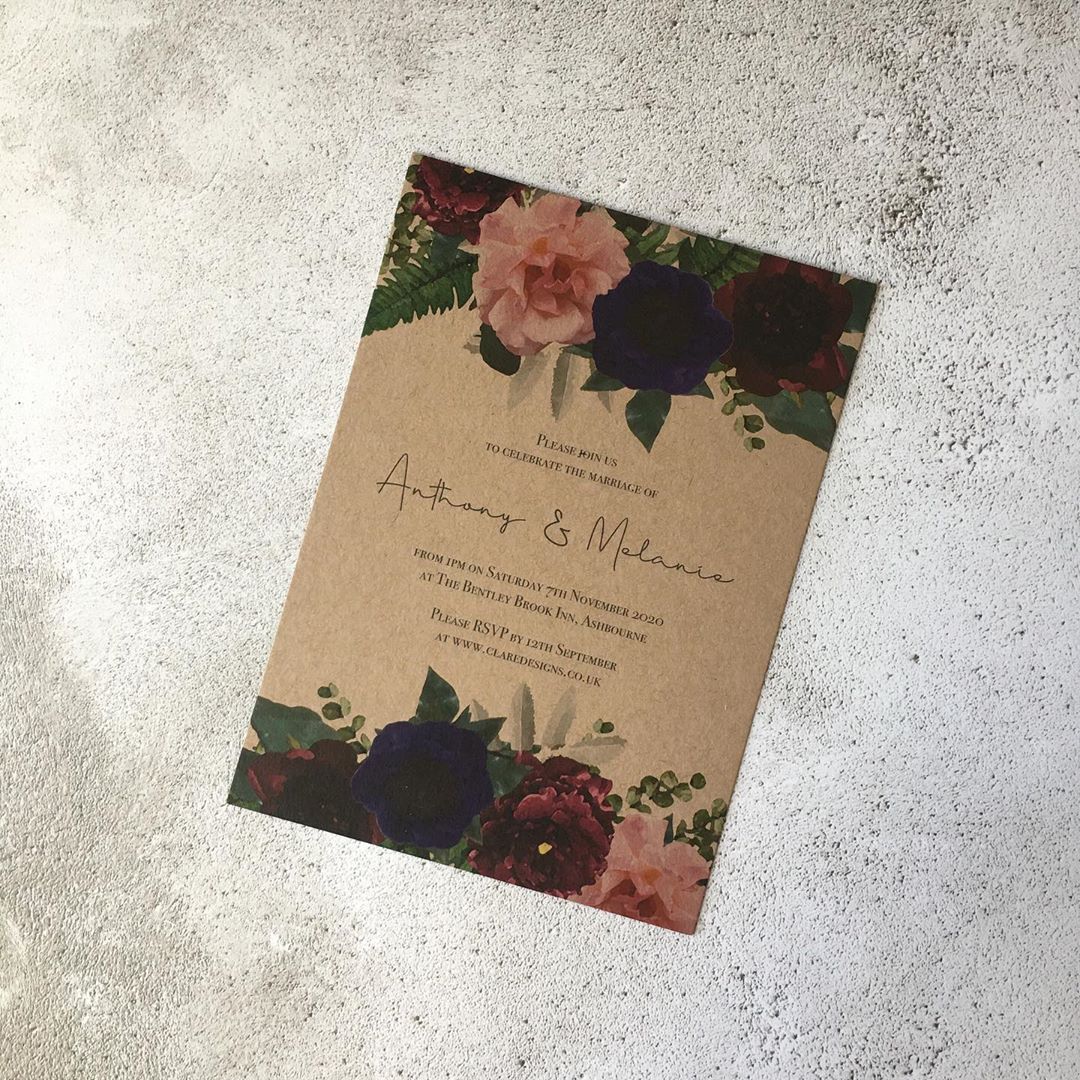 Vintage Kraft Floral Invitation
