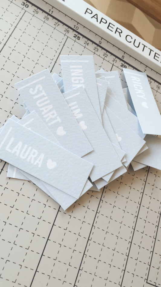 Minimal Blue Wedding Guest Place Names