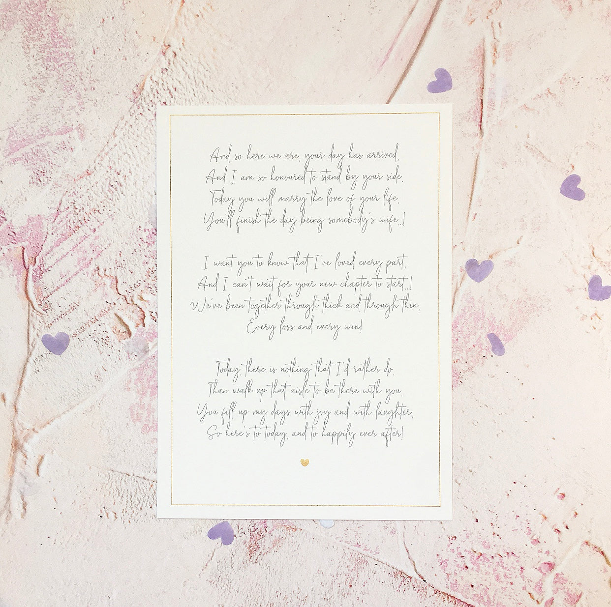 Wedding Day Poem for Bride from Maid of Honour/Bridesmaids - Download & Print