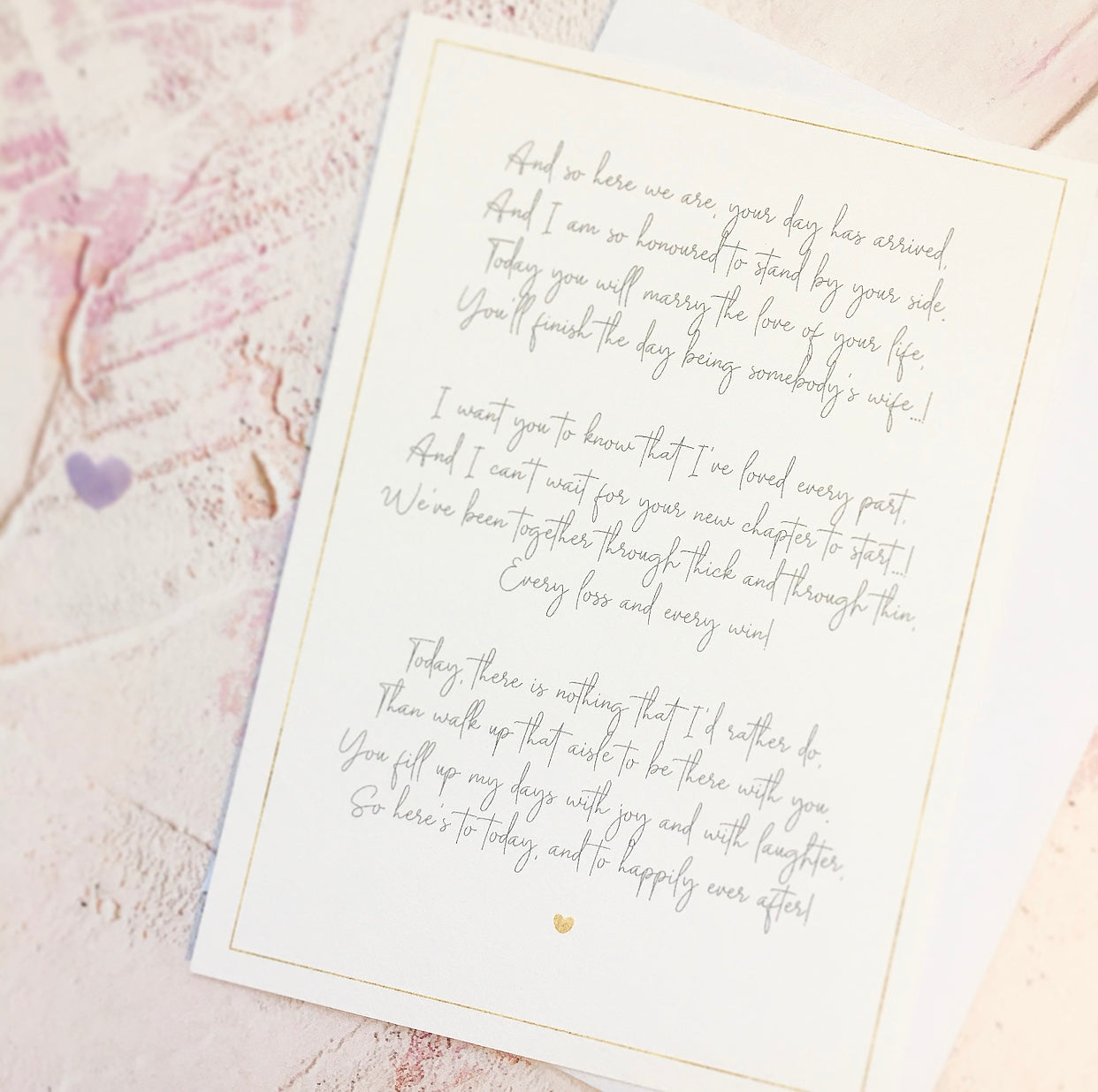 Wedding Day Poem for Bride from Maid of Honour/Bridesmaids - Download & Print