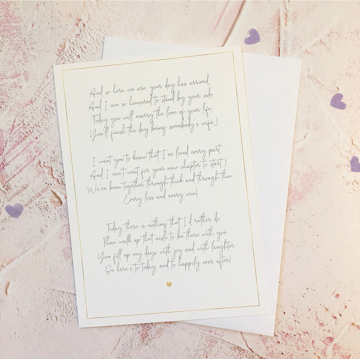 Wedding Day Poem for Bride from Maid of Honour/Bridesmaids - Download & Print