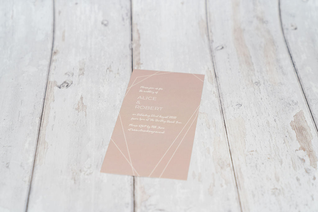 Geometric Bookmark Invitation in Champagne