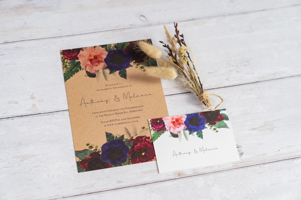 Vintage Kraft Floral Invitation