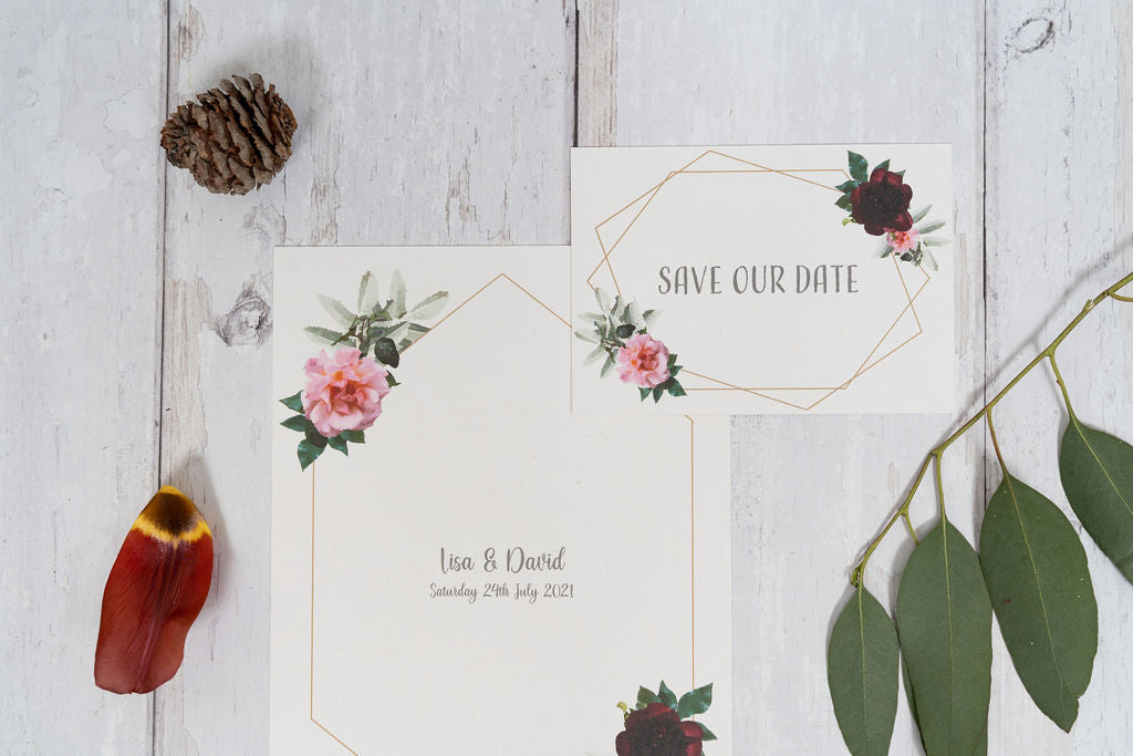 Floral Geometric Frame Save The Date