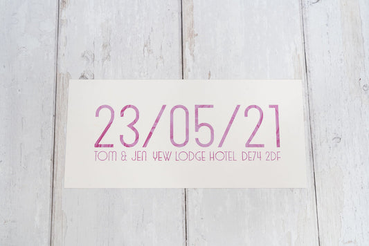 Pink Marble Bookmark Save Our Date