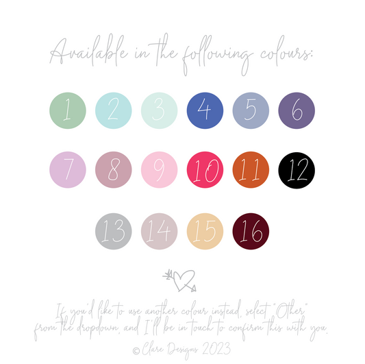 Clare Designs | Flat Wedding Placed Name Cards, Available in 16 Colours, Sage Green, Blush, Blue, Grey, Sand, Neutral