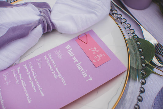 Lavender & Blush Menus