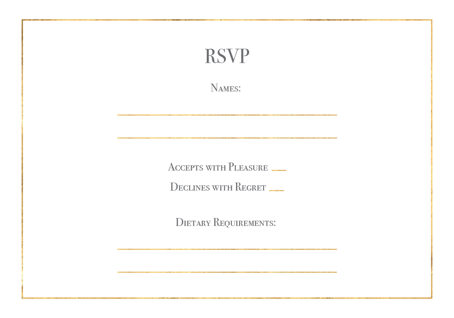 Classic Gold Foil Effect Frame RSVP