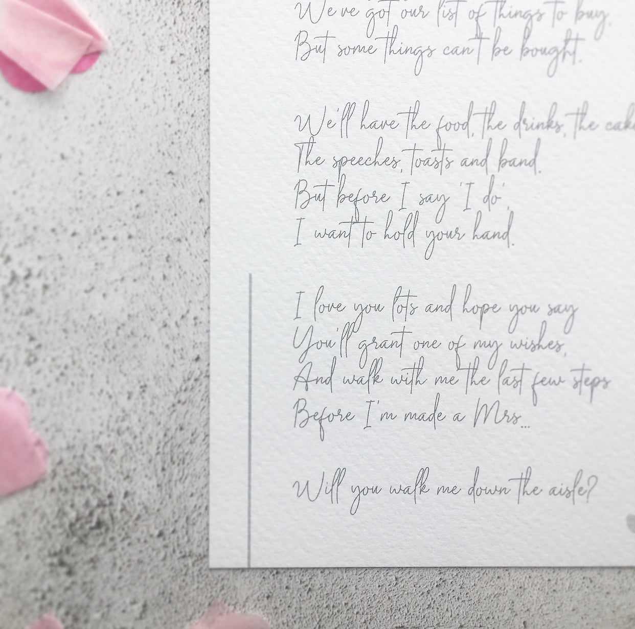 'Will you walk me down the aisle?' Poem Print in Ivory