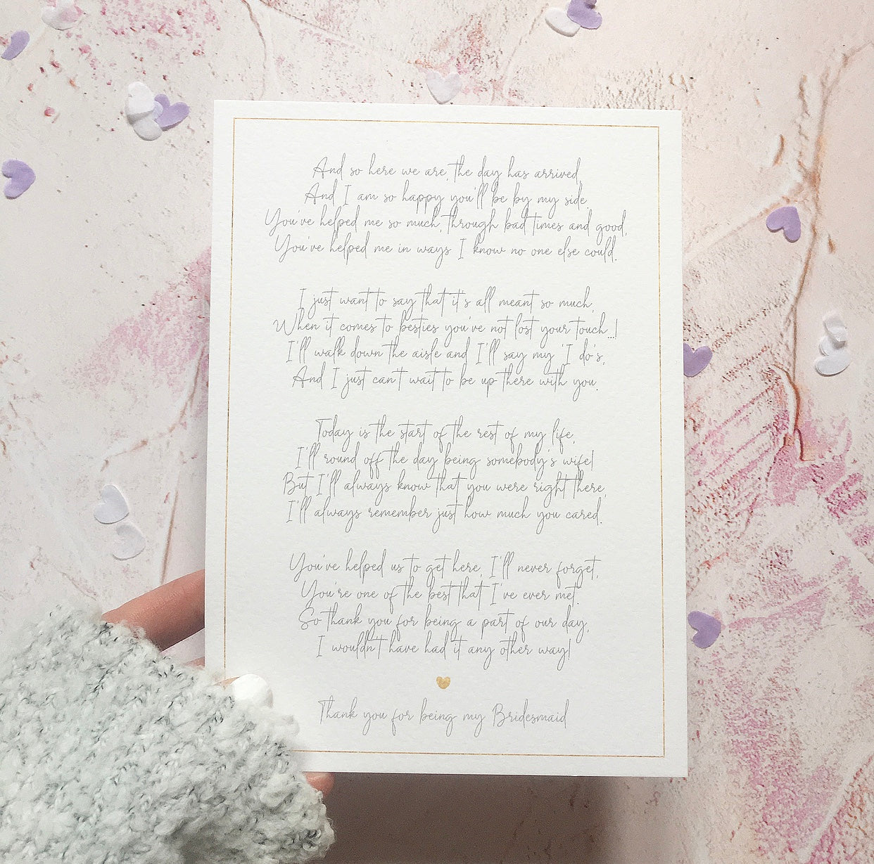 'Thank you for being my Bridesmaid/Maid of Honour' Poem - Download & Print