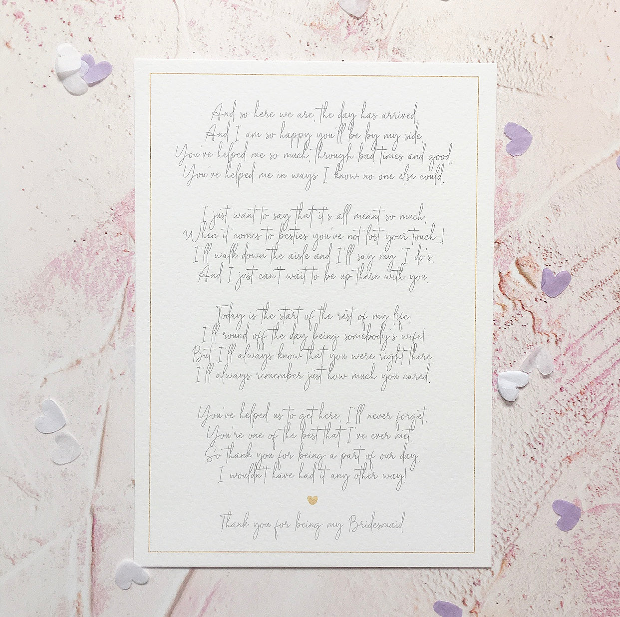 'Thank you for being my Bridesmaid/Maid of Honour' Poem - Download & Print