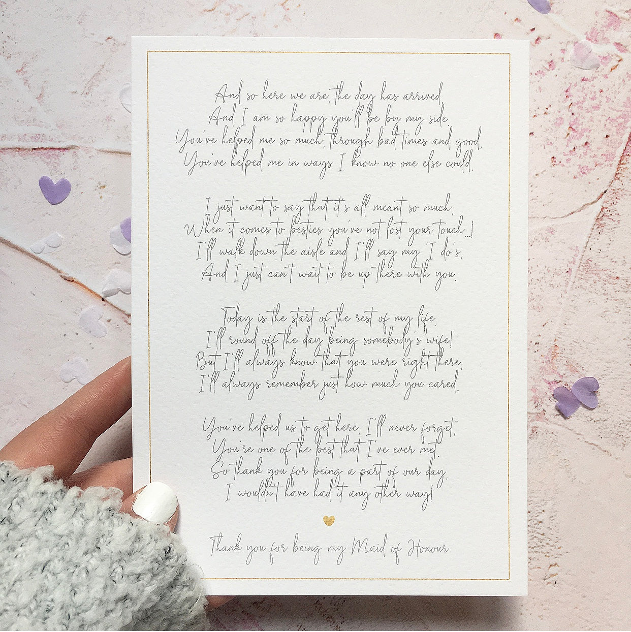 'Thank you for being my Bridesmaid/Maid of Honour' Poem Print