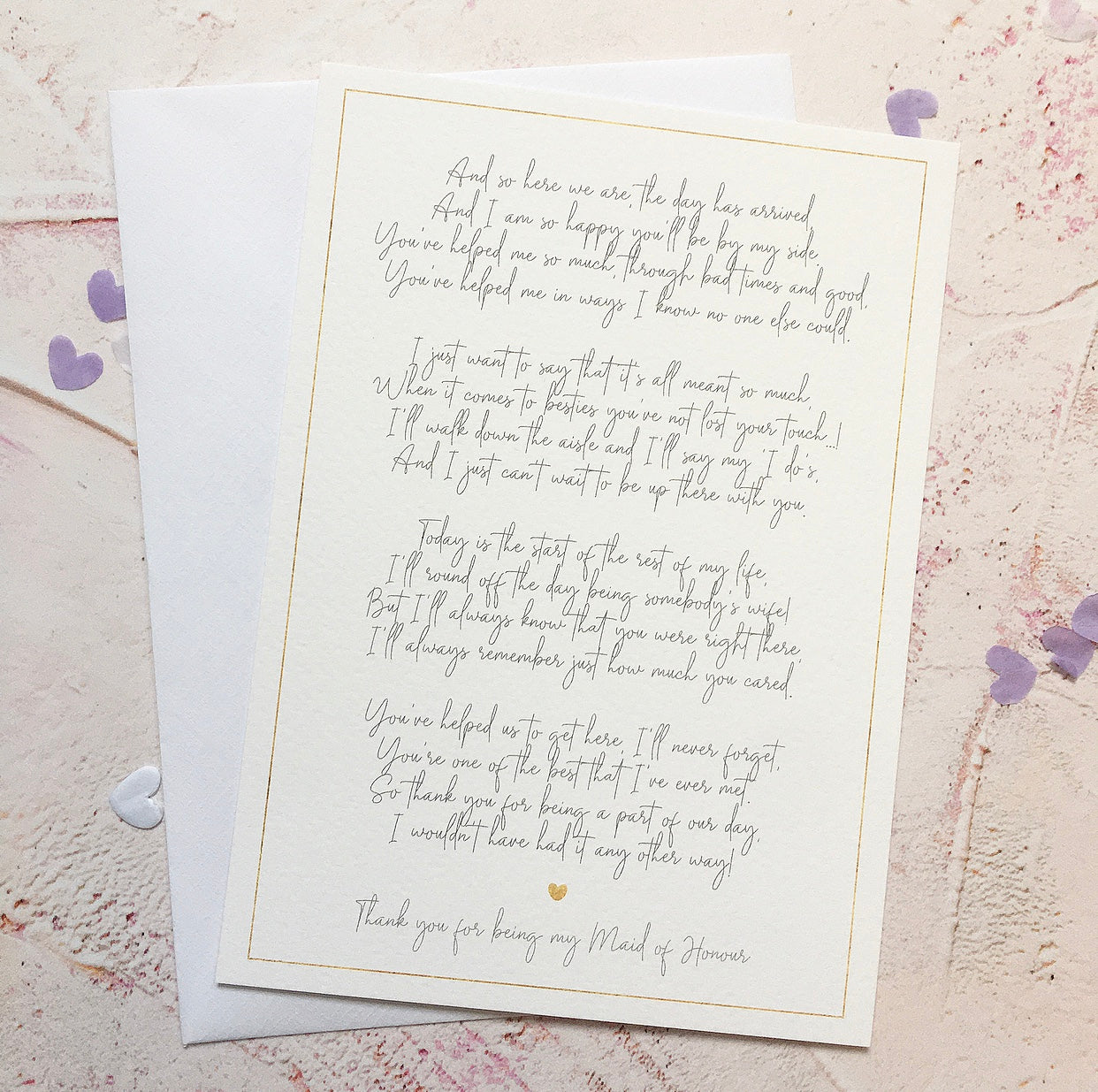 'Thank you for being my Bridesmaid/Maid of Honour' Poem Print