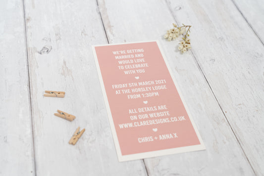 Simple Blush Bookmark Invitation