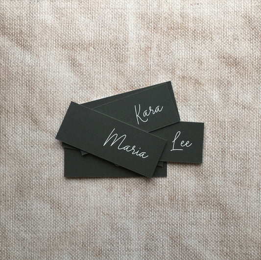 Grey Mini Wedding Guest Place Names