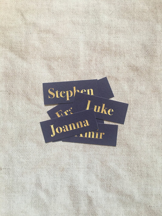 Navy & Gold Wedding Guest Place Names