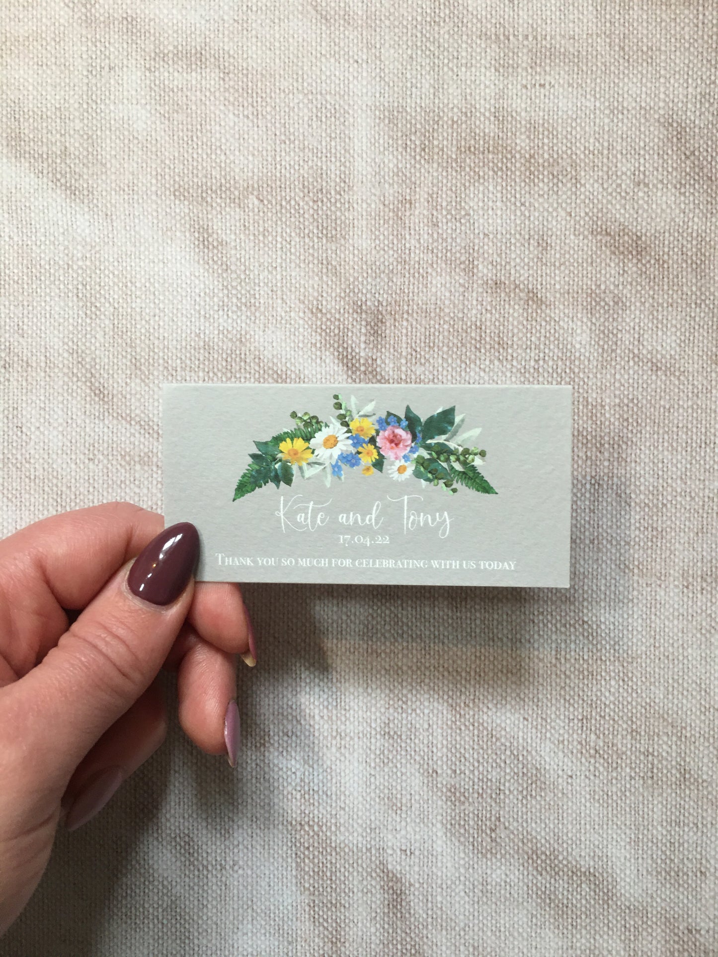 Vintage Grey Floral Wedding Place Name