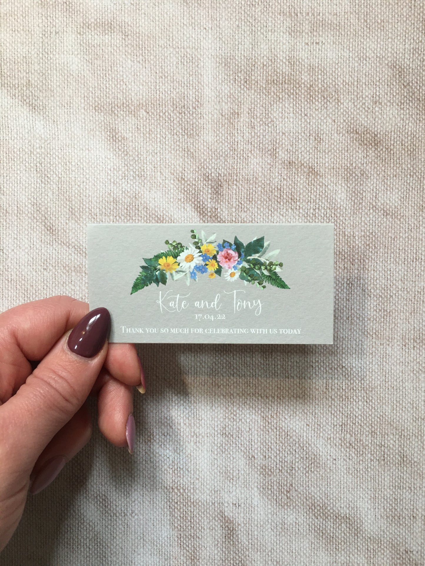 Vintage Grey Floral Wedding Place Name