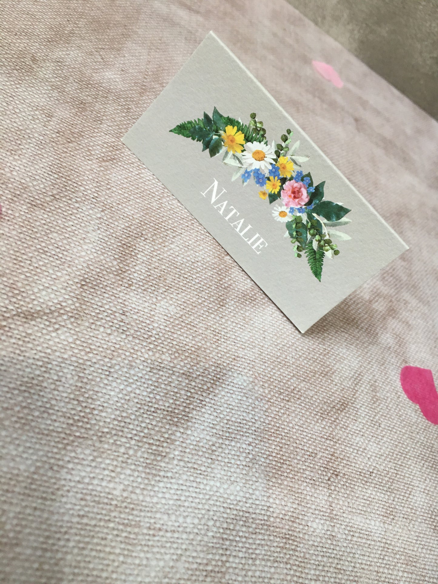 Vintage Grey Floral Wedding Place Name