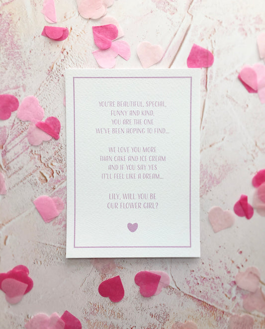 'Will you be our Flower Girl?' Personalised Poem Download