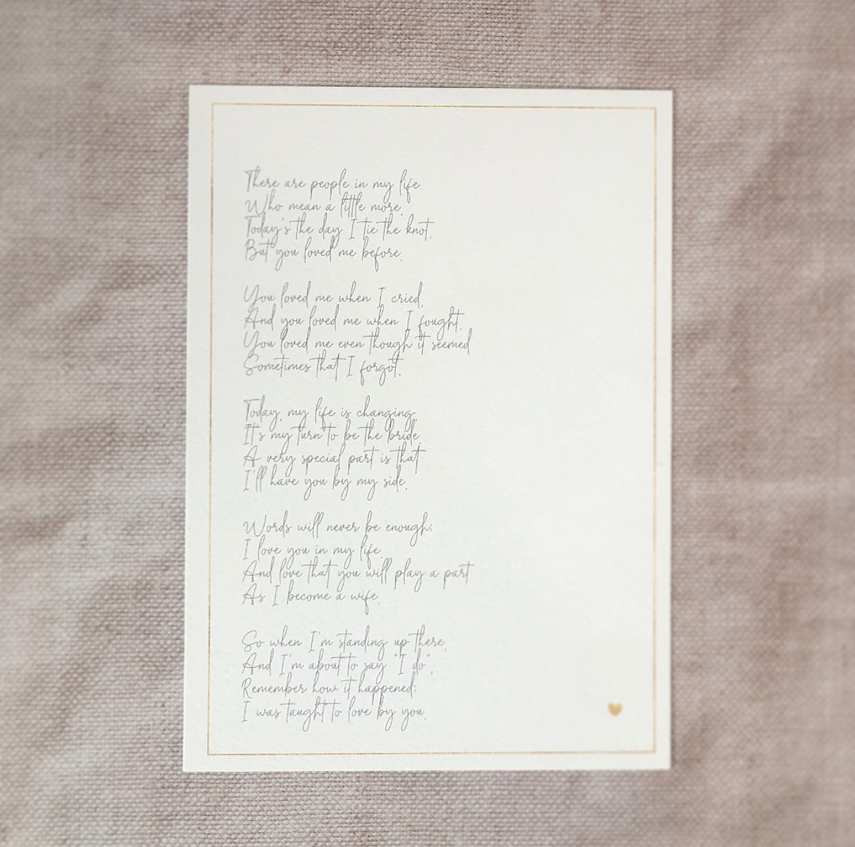 'Taught to Love' - Poem to Gift to your Parent/Stepparent on your Wedding Day - Download & Print