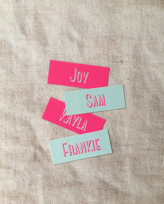 Bold Wedding Place Name Cards