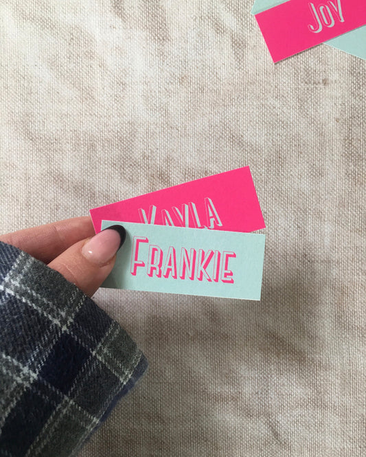 Bold Wedding Place Name Cards