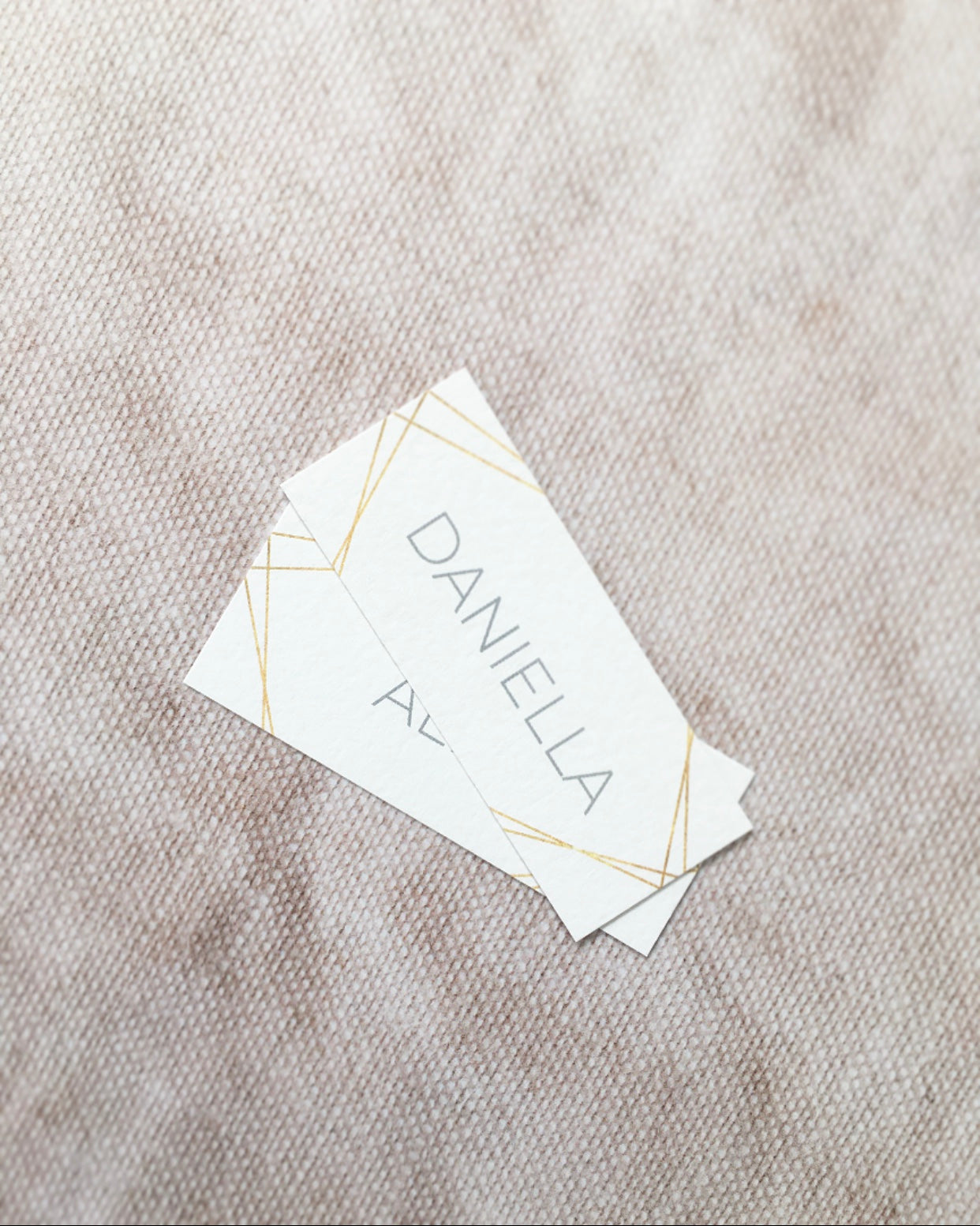 White & Gold Geometric Wedding Place Name Cards