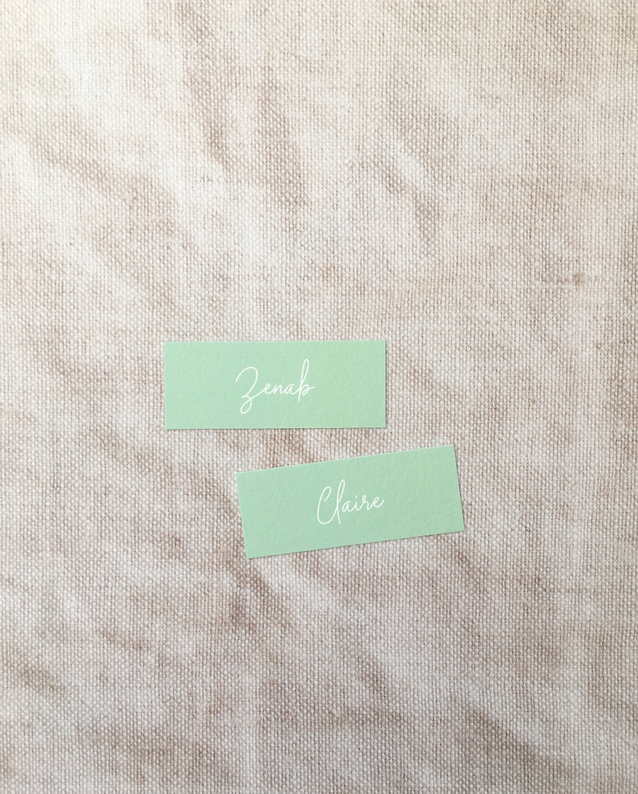 Clare Designs | Flat Wedding Placed Name Cards, Available in 16 Colours, Sage Green, Blush, Blue, Grey, Sand, Neutral