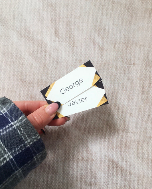 Black & Gold Art Deco-Style Wedding Place Name Cards