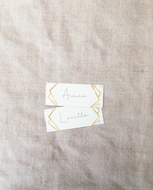 Marble & Gold Geometric Frame Wedding Place Name Cards