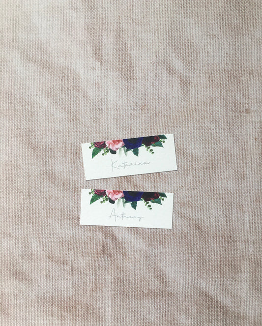 Rustic Floral Wedding Place Name Cards