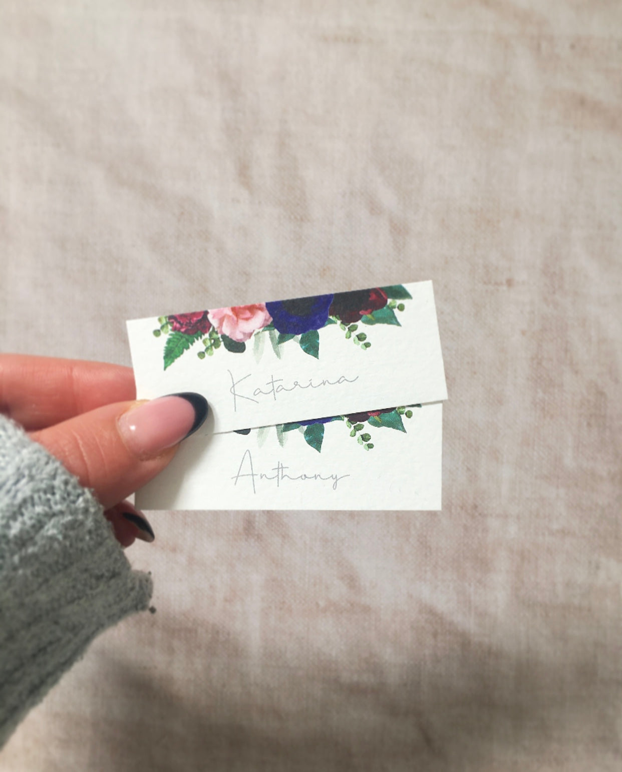 Rustic Floral Wedding Place Name Cards