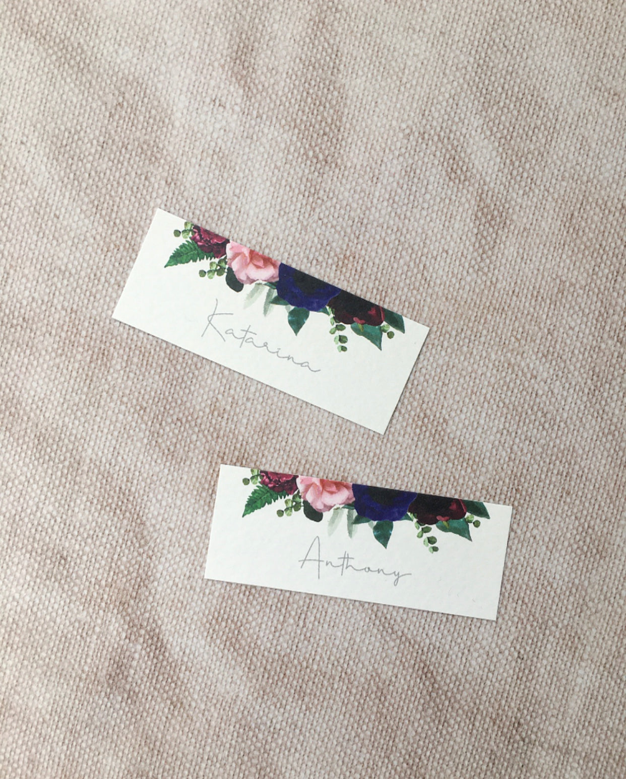 Rustic Floral Wedding Place Name Cards