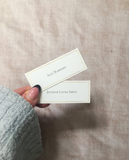 Simple Ivory & Gold Wedding Place Name Cards