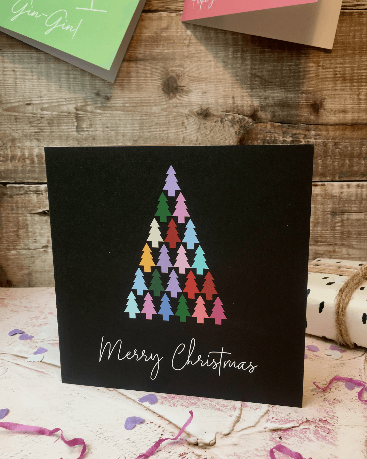 Multi-Coloured Christmas Trees Card - 50% off - Last one