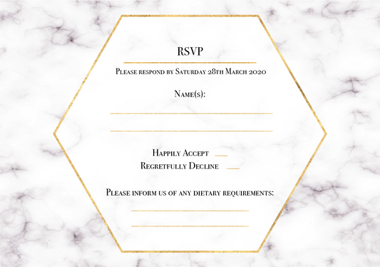 Geometric Marble Gold Foil Effect Frame RSVP