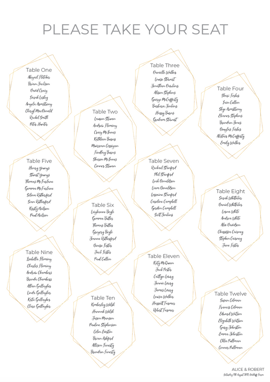 Simple Geometric Frame Wedding Table Plan