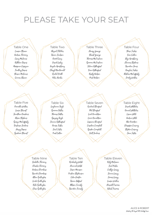 Simple Geometric Frame Wedding Table Plan