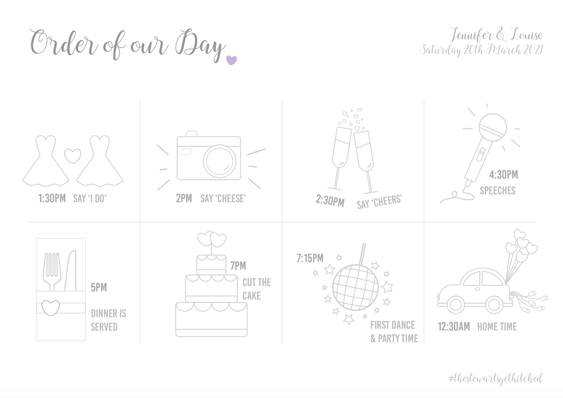 Illustrated Order of the Day Board / Wedding Sign / Minimal Wedding