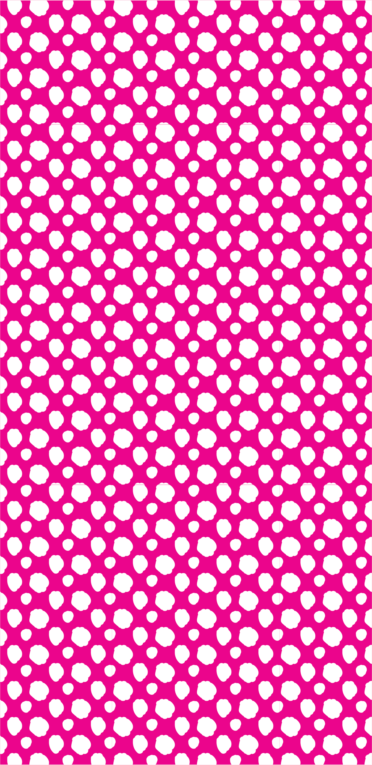 Back (left) has fluorescent pick background, with spotted white pattern, and no text.