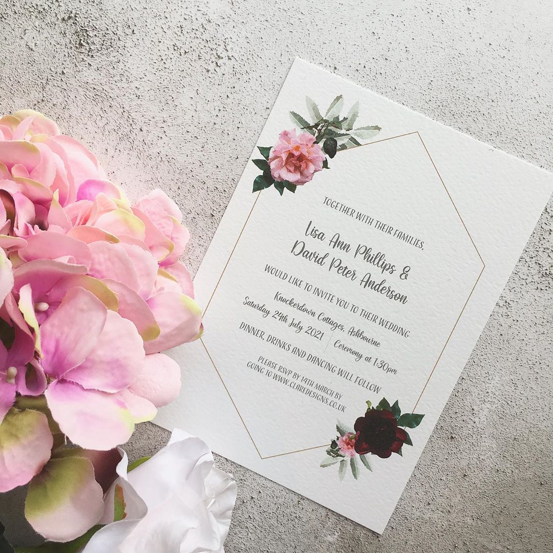 Floral Geometric Frame Invitation