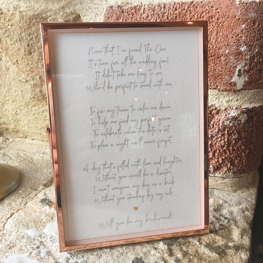Will you be my Bridesmaid/Maid of Honour? Proposal Poem Print