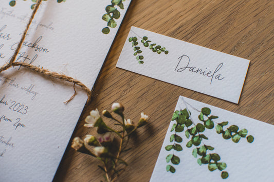 Minimal Eucalyptus Wedding Place Names