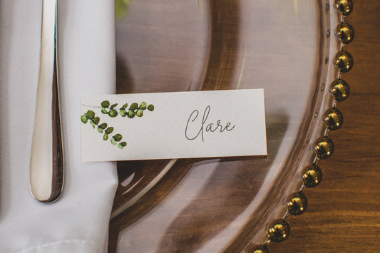 Minimal Eucalyptus Wedding Place Names